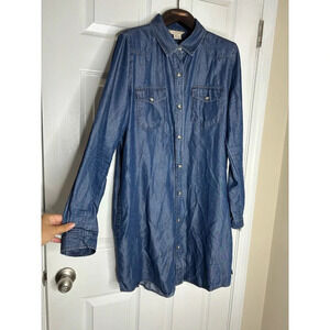 French Connection Chambray long sleeve shirt button up dress